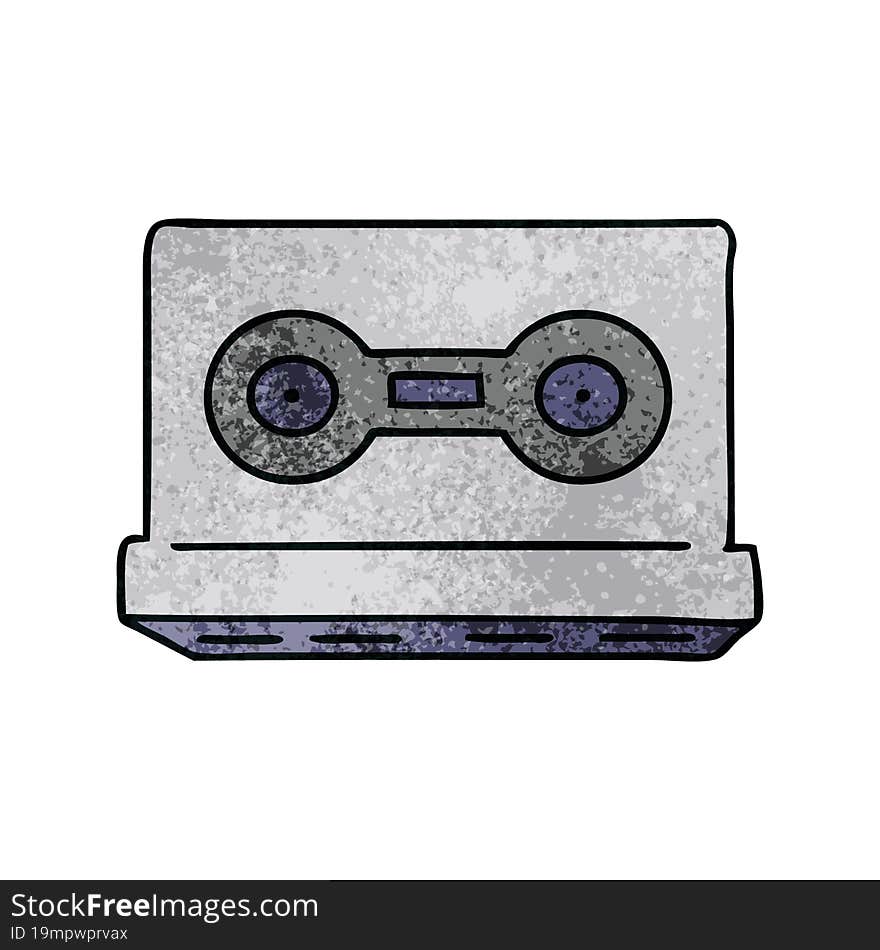 Textured Cartoon Doodle Of A Retro Cassette Tape