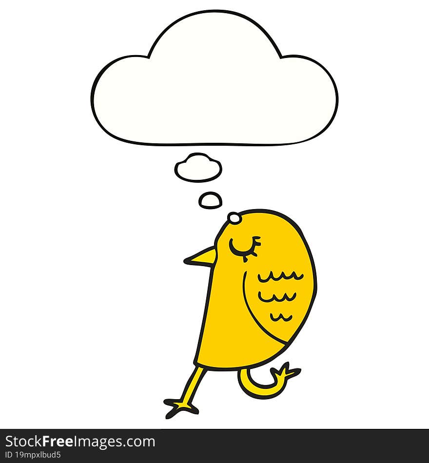 cartoon bird with thought bubble. cartoon bird with thought bubble