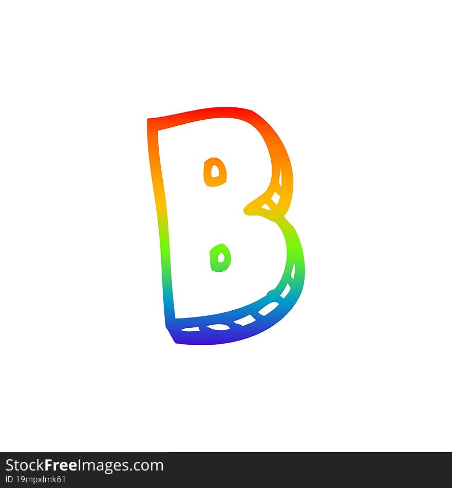 rainbow gradient line drawing of a cartoon letter b