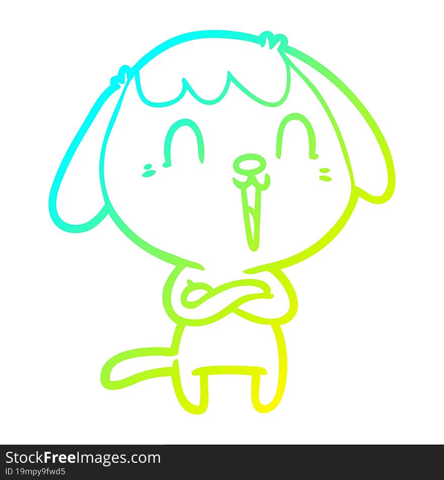 cold gradient line drawing cute cartoon dog