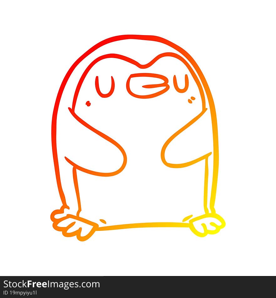 warm gradient line drawing Cartoon penguin