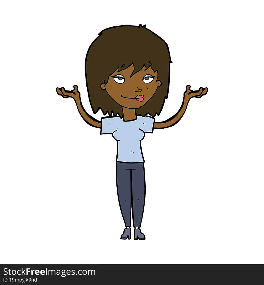 cartoon woman shrugging