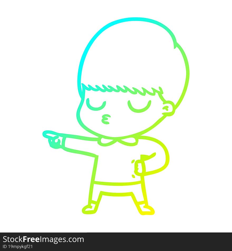 cold gradient line drawing cartoon calm boy