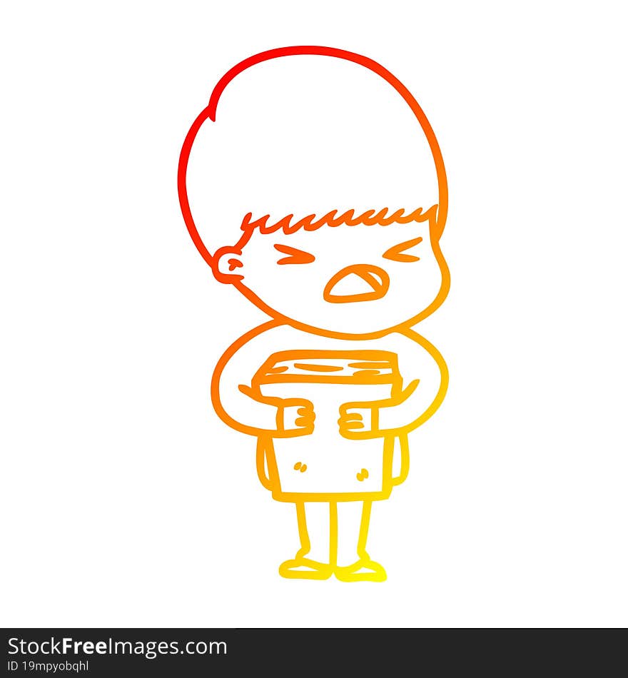 Warm Gradient Line Drawing Cartoon Stressed Man