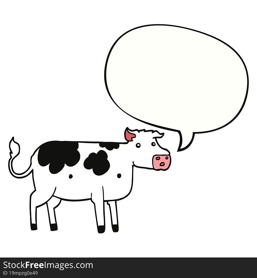 cartoon cow and speech bubble