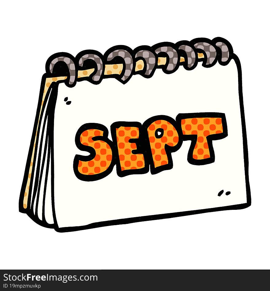 cartoon doodle calendar showing month of september