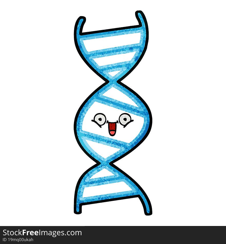 retro grunge texture cartoon DNA strand