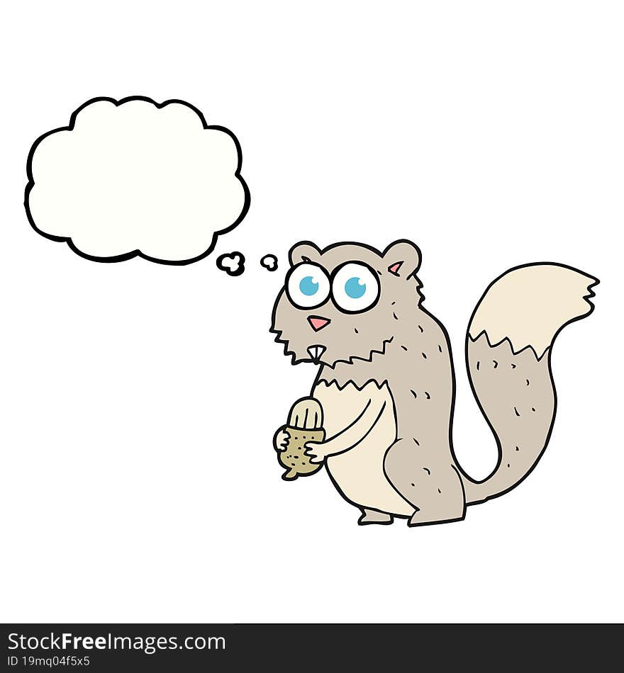 thought bubble cartoon angry squirrel with nut