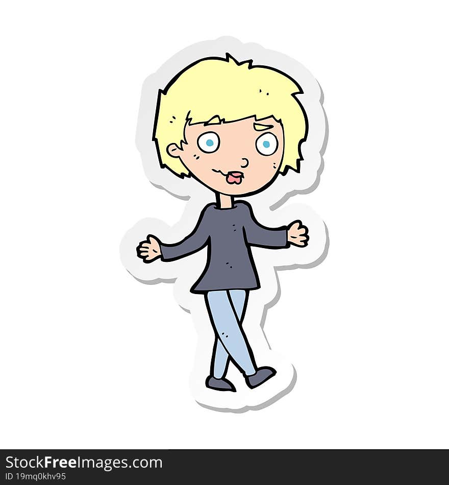 sticker of a cartoon confused woman