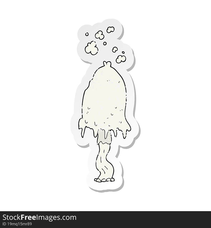 retro distressed sticker of a cartoon mushroom