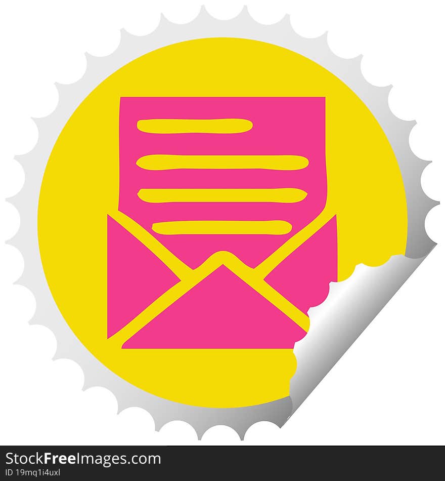 Circular Peeling Sticker Cartoon Letter And Envelope