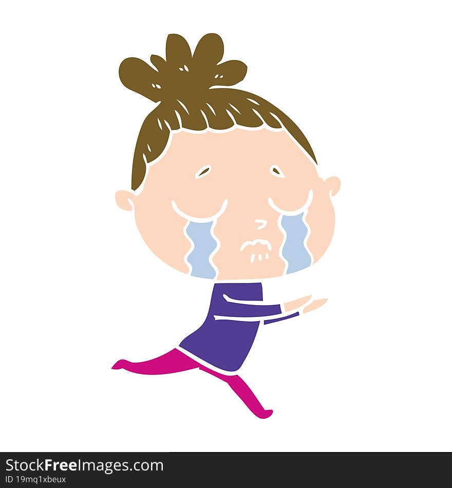 flat color style cartoon crying woman