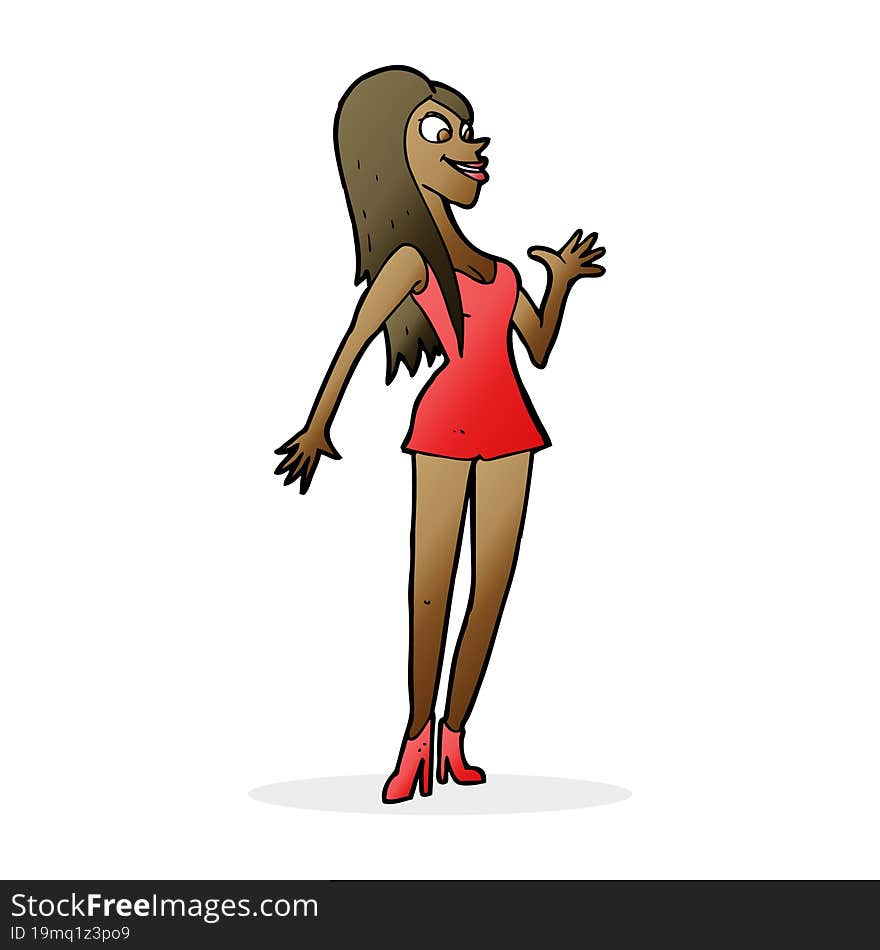 cartoon woman in pink dress