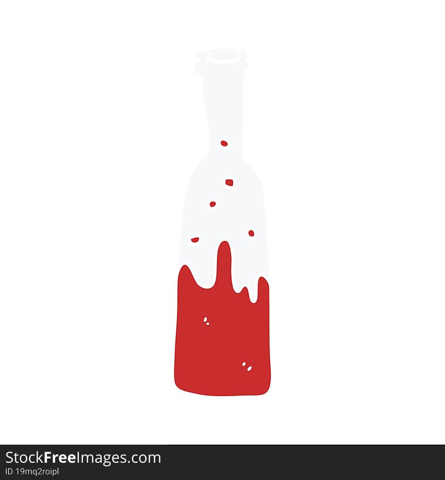 cartoon doodle bottle with sloshing wine