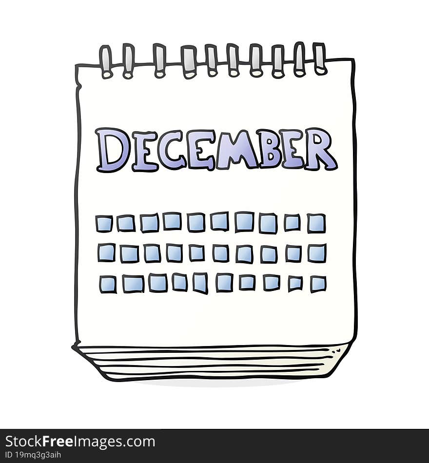 cartoon calendar showing month of December