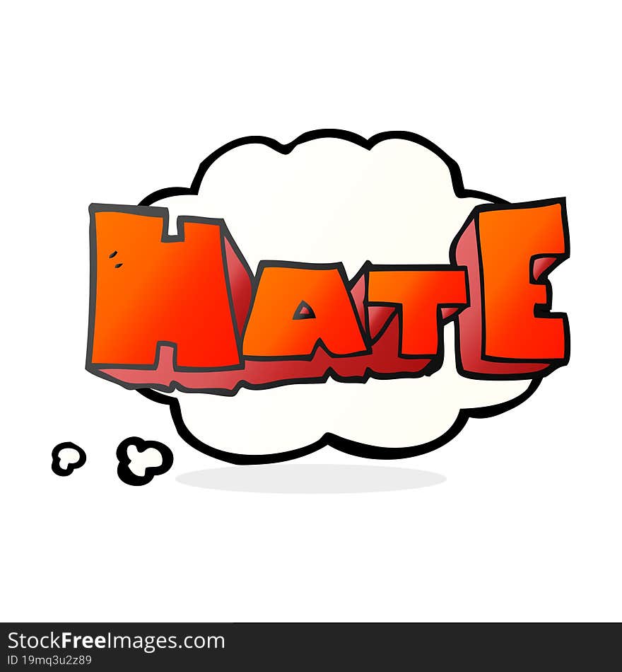 thought bubble cartoon word Hate