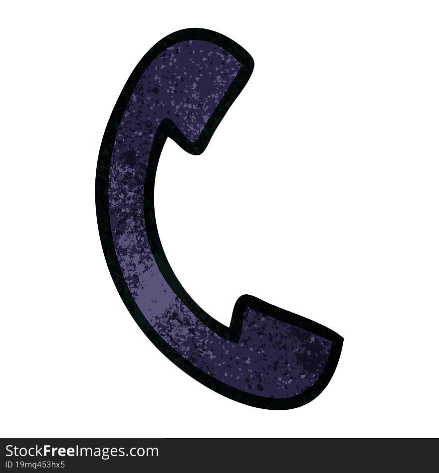 Retro Grunge Texture Cartoon Telephone Handset