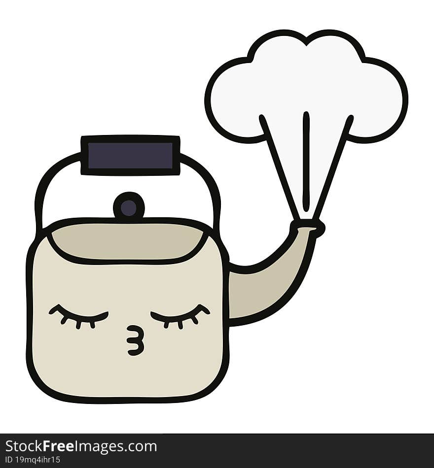 Cute Cartoon Steaming Kettle