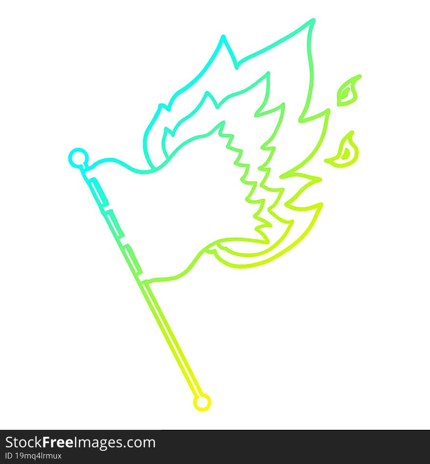 Cold Gradient Line Drawing Cartoon Burning Flag