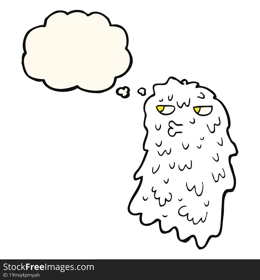 cartoon gross ghost with thought bubble