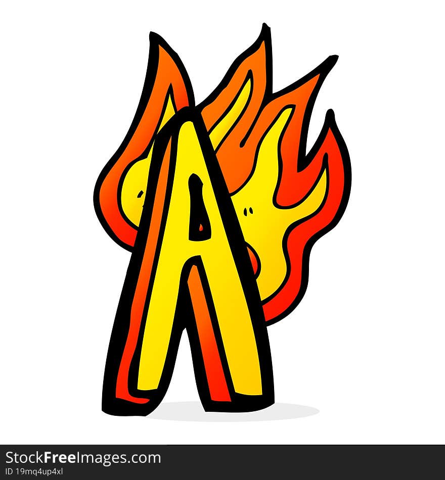 cartoon flaming letter