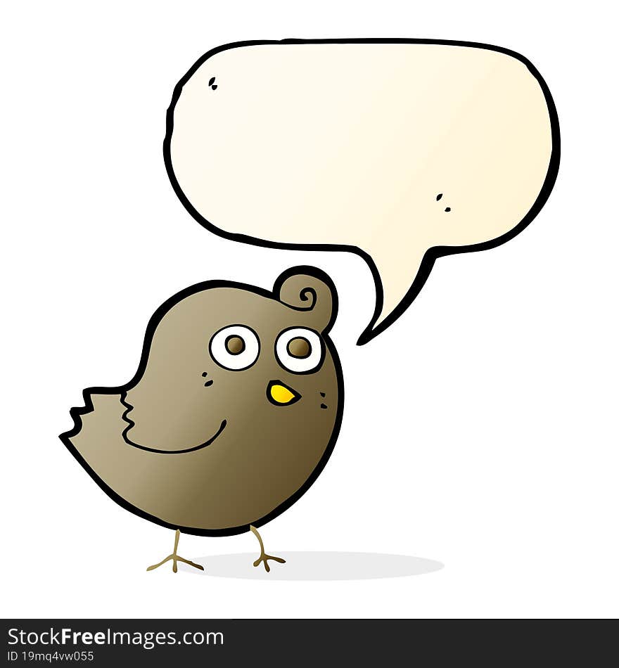 funny cartoon bird with speech bubble