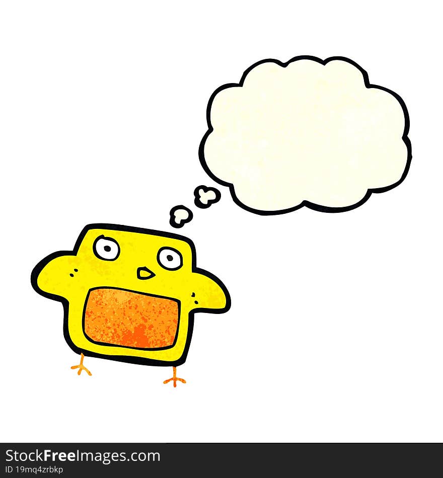 cartoon bird with thought bubble