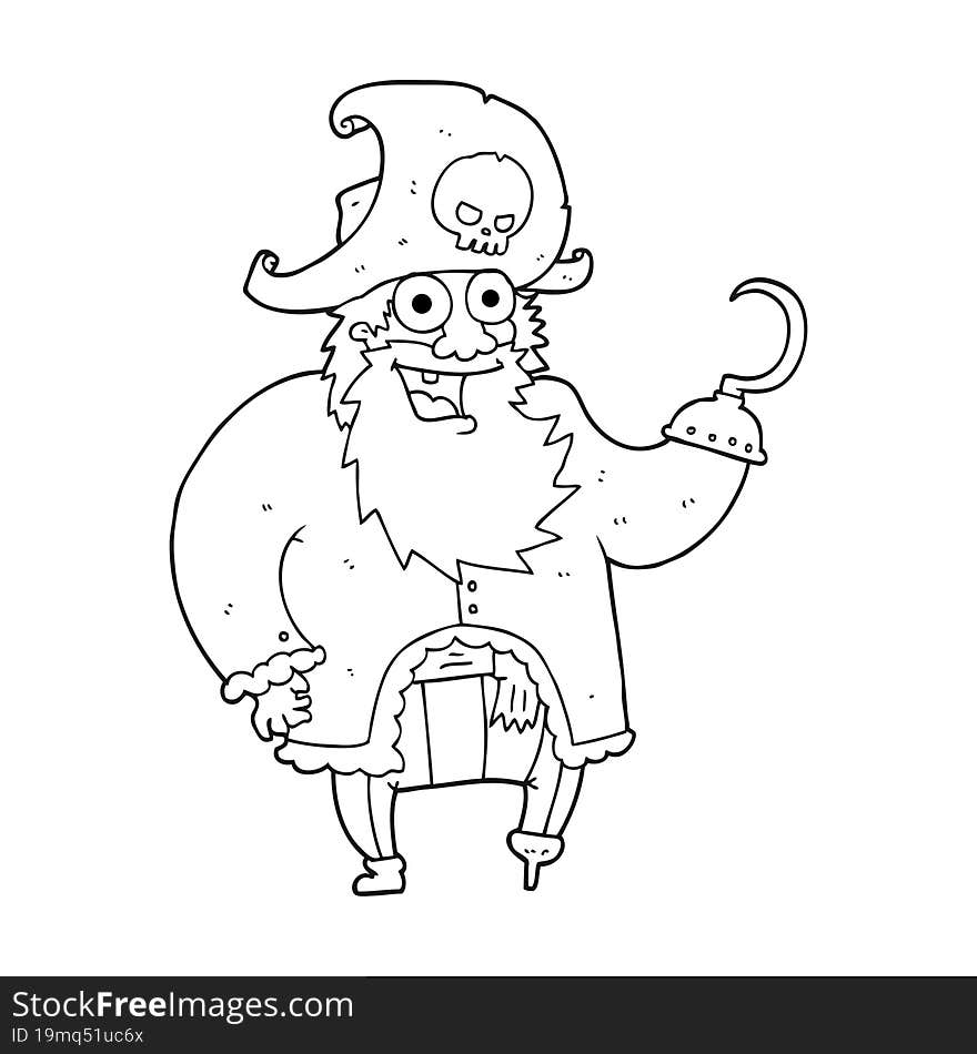 black and white cartoon pirate captain