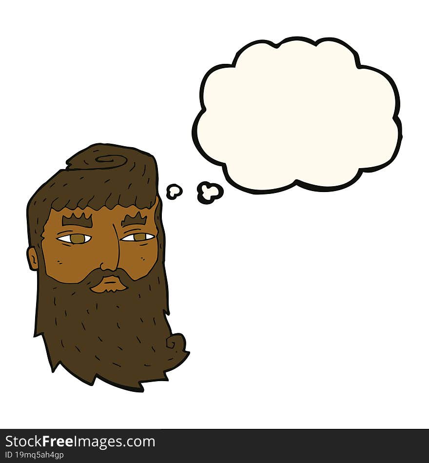 cartoon bearded man with thought bubble