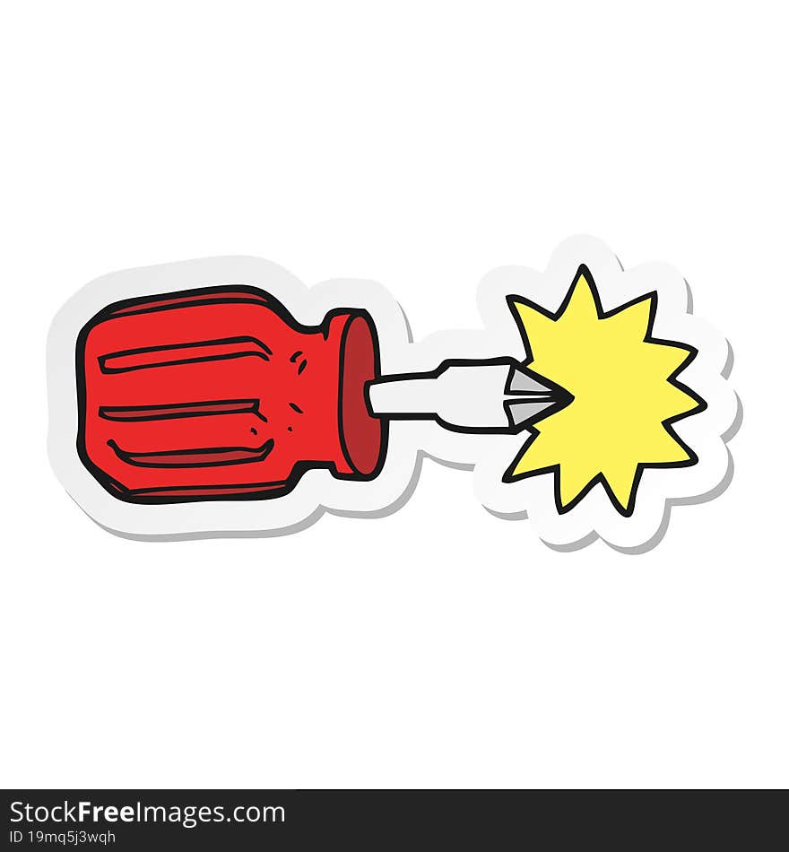 Sticker Of A Cartoon Screwdriver