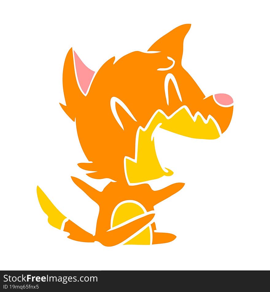 laughing fox flat color style cartoon