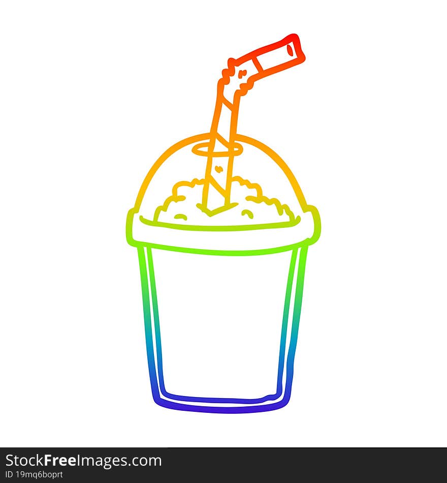 rainbow gradient line drawing iced smoothie