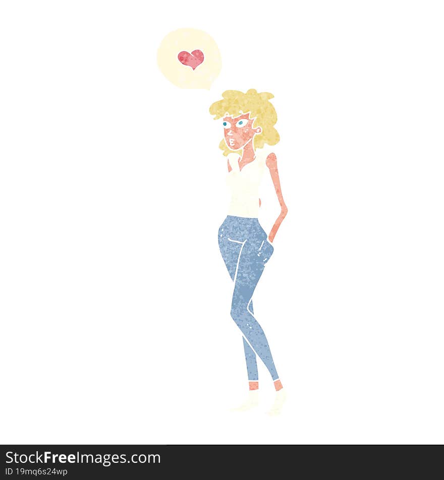 cartoon woman in love