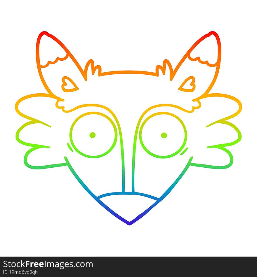 rainbow gradient line drawing cartoon startled fox