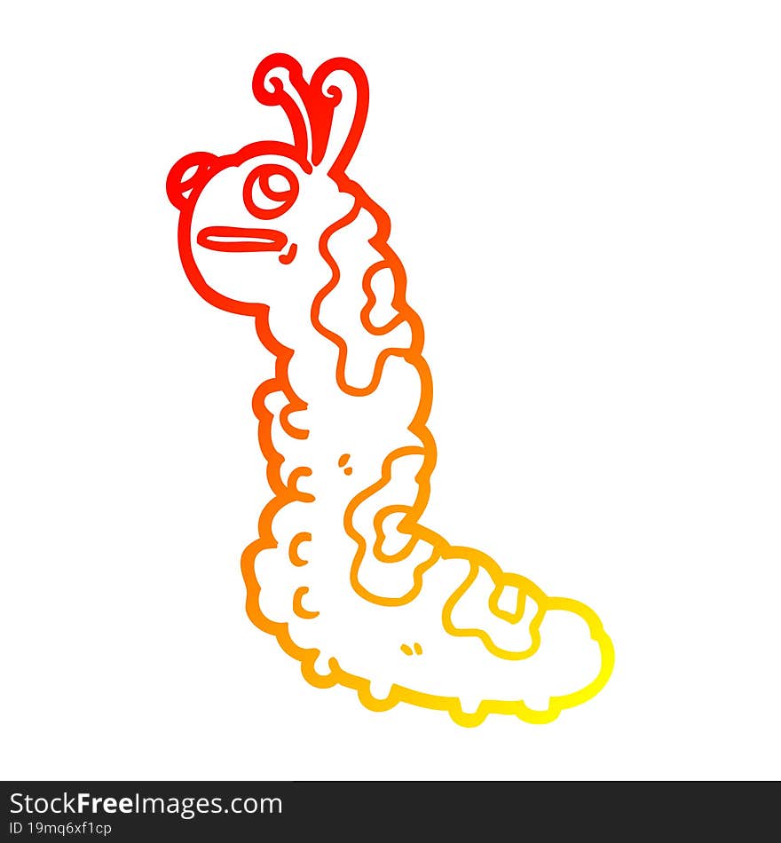 warm gradient line drawing funny cartoon caterpillar