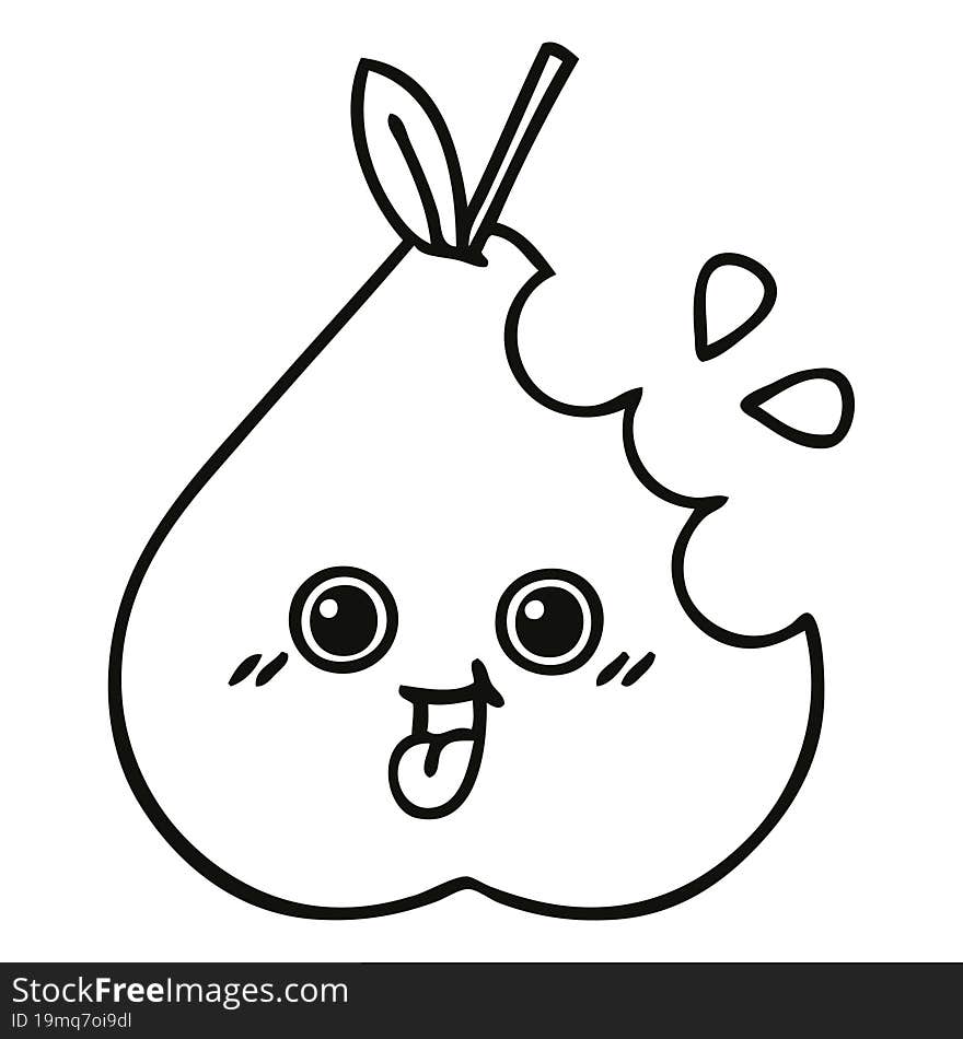 Line Drawing Cartoon Pear