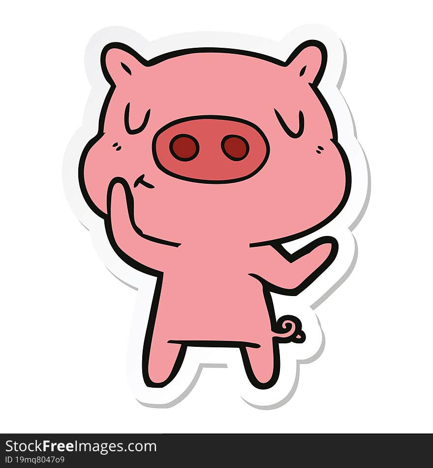 sticker of a cartoon content pig