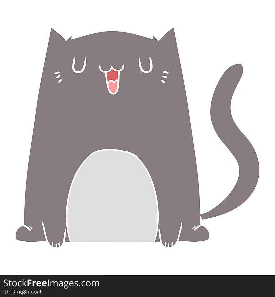 funny flat color style cartoon cat