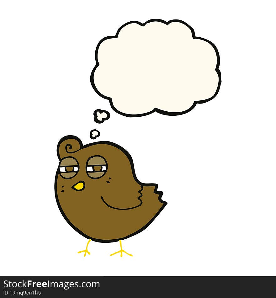 funny cartoon bird with thought bubble