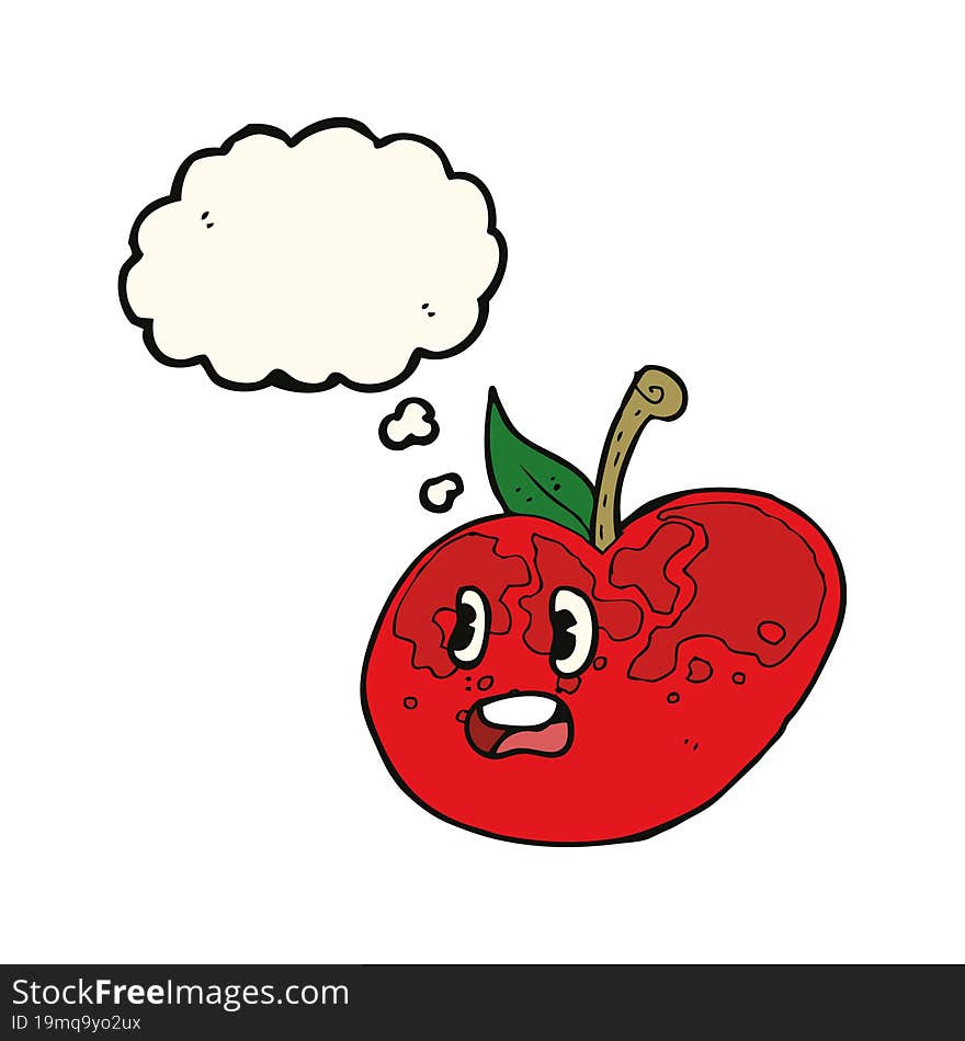 cartoon apple with thought bubble