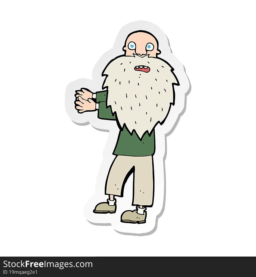 Sticker Of A Cartoon Bearded Old Man