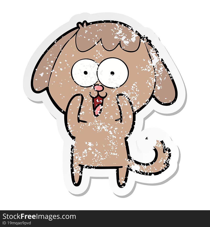 distressed sticker of a cute cartoon dog