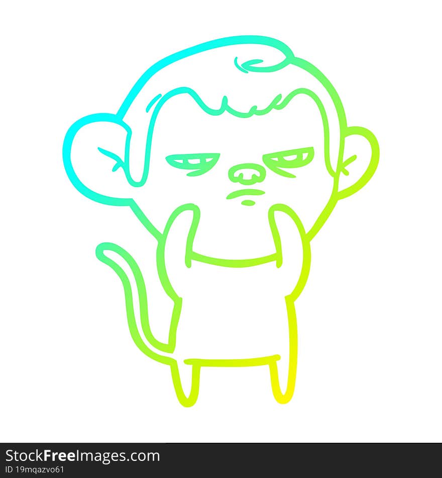 cold gradient line drawing cartoon monkey