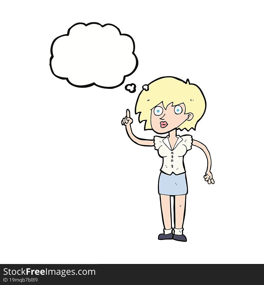 cartoon woman with question with thought bubble