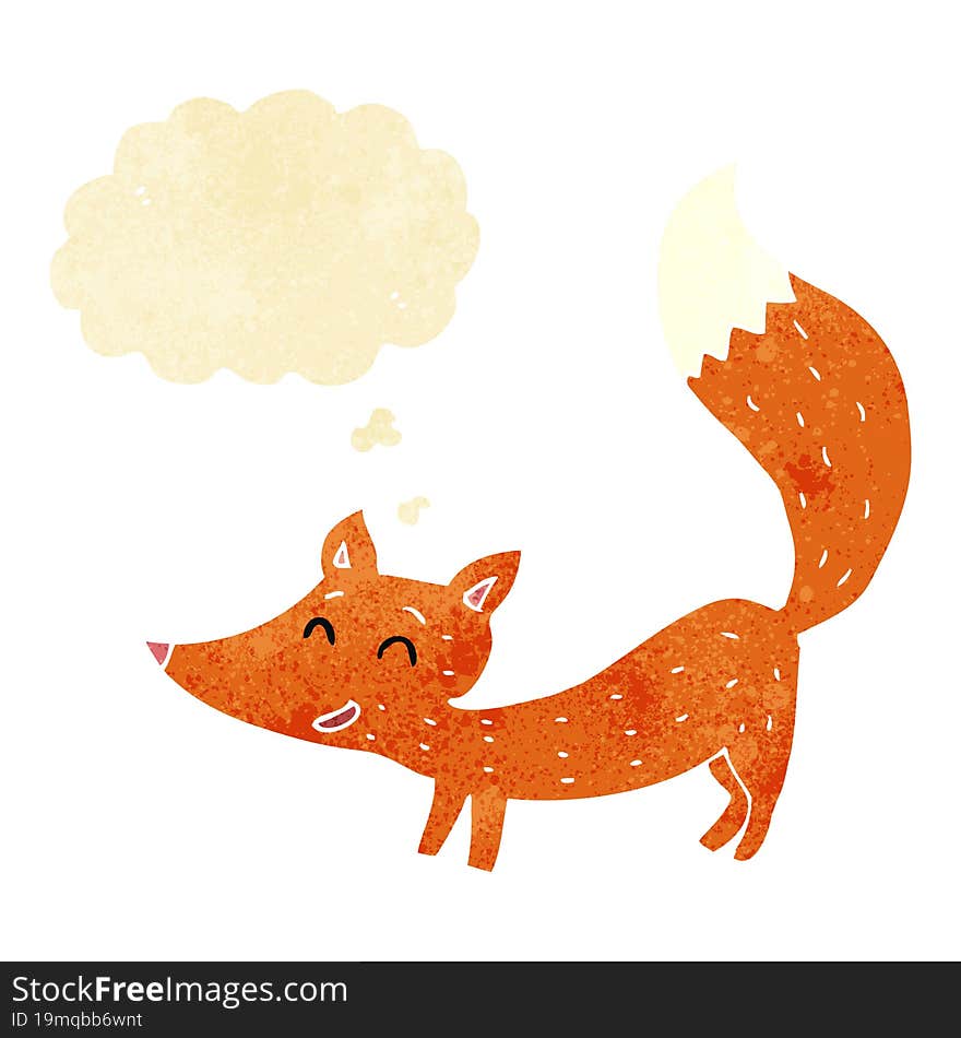 cartoon little fox with thought bubble