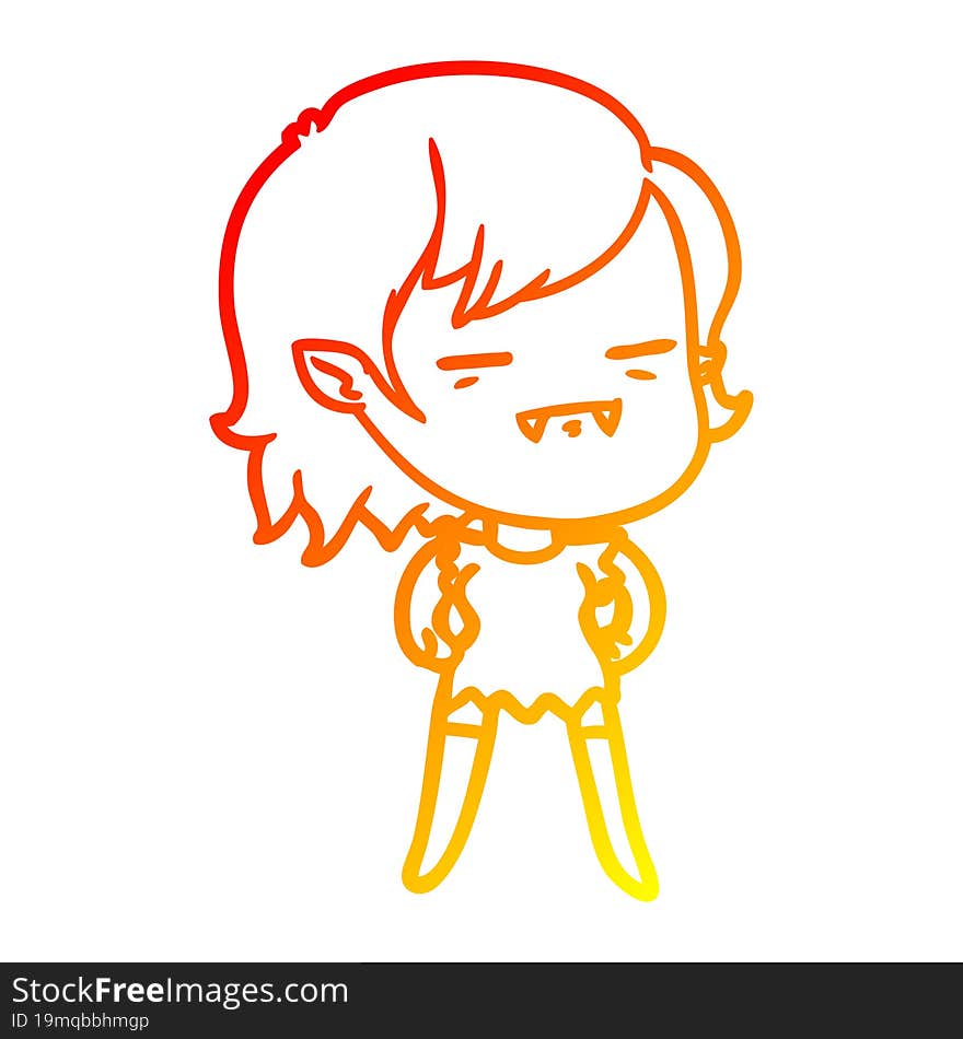 warm gradient line drawing cartoon undead vampire girl