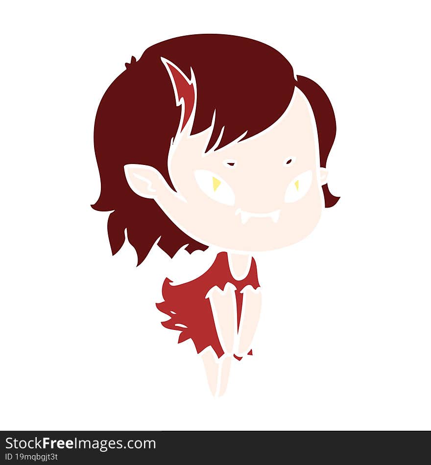 Flat Color Style Cartoon Friendly Vampire Girl