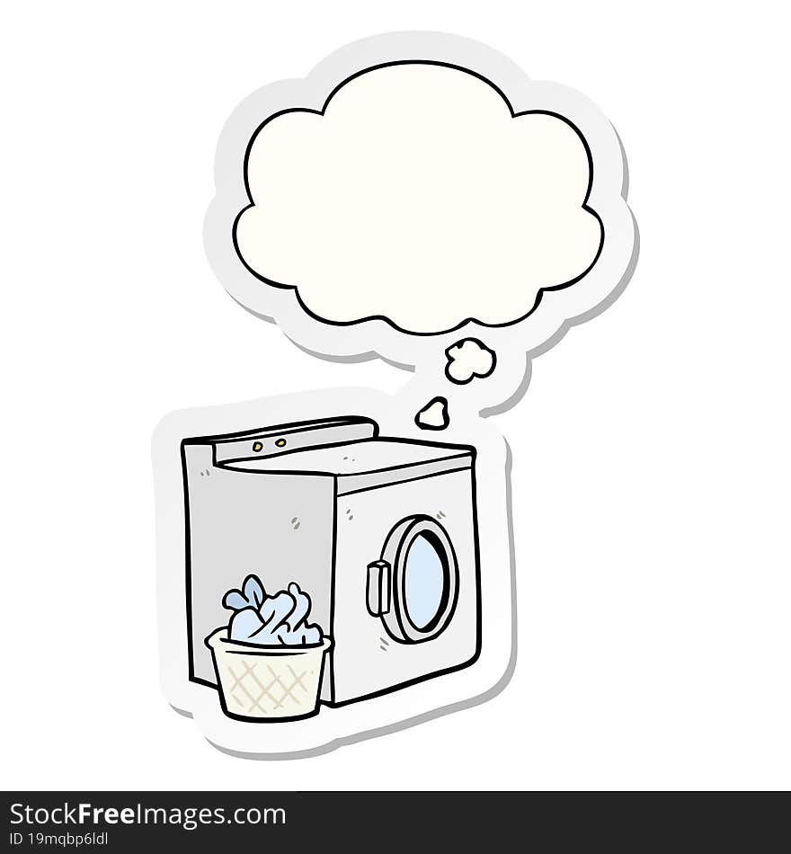 Cartoon Washing Machine And Thought Bubble As A Printed Sticker