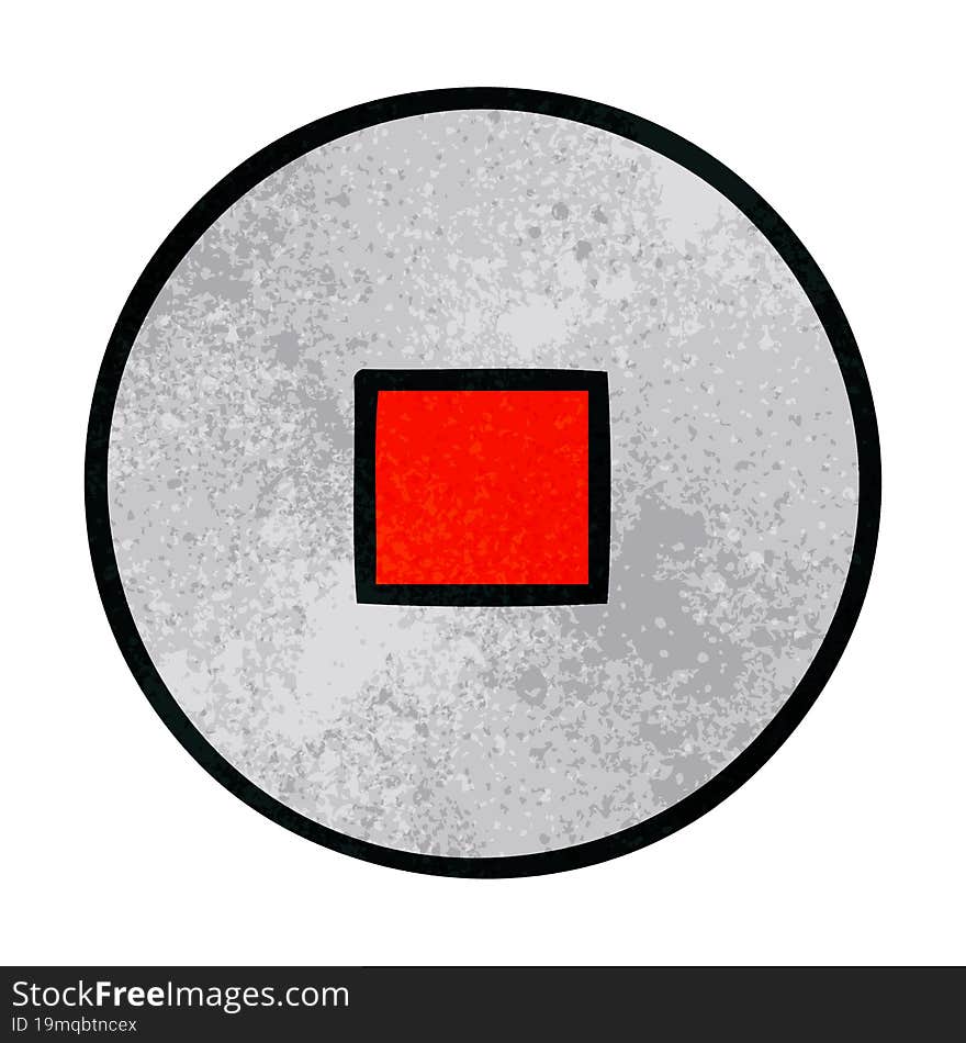 Retro Grunge Texture Cartoon Stop Button