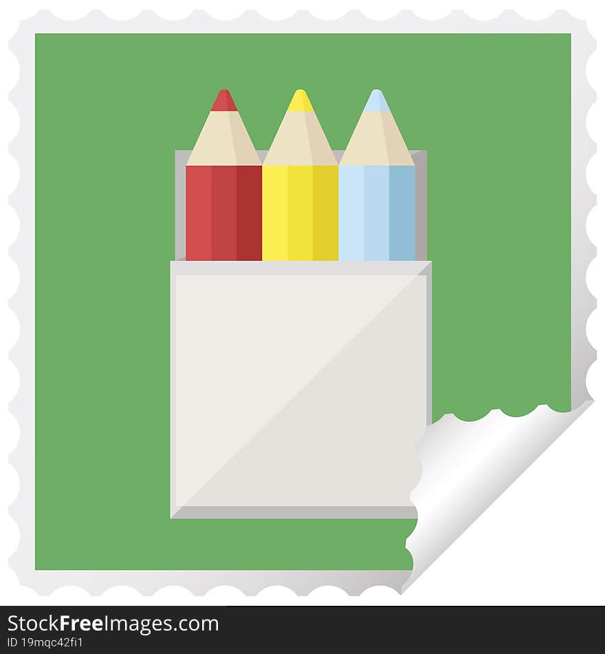 Pack Of Coloring Pencils Graphic Vector Illustration Square Sticker Stamp